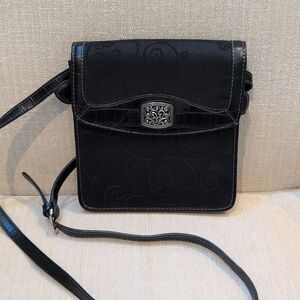 Coldwater Creek 3-Piece Black Heart Jacquard Crossbody Organizer Bag